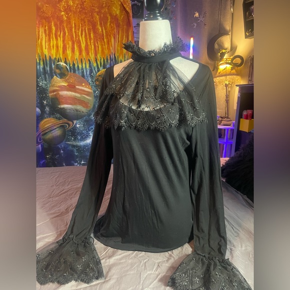 Killstar black with lace pirate type shirt - Picture 2 of 5